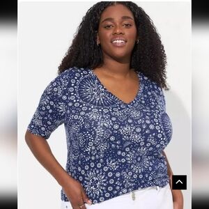 Torrid 2x Super Soft Navy And White  Top Tunic